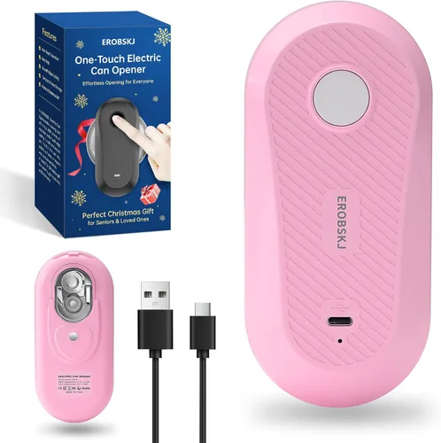 Miniatura 10 de Abrelatas eléctrico, abrelatas recargables para personas mayores y artritis, abrelatas automático de un solo toque, manos libres, borde liso