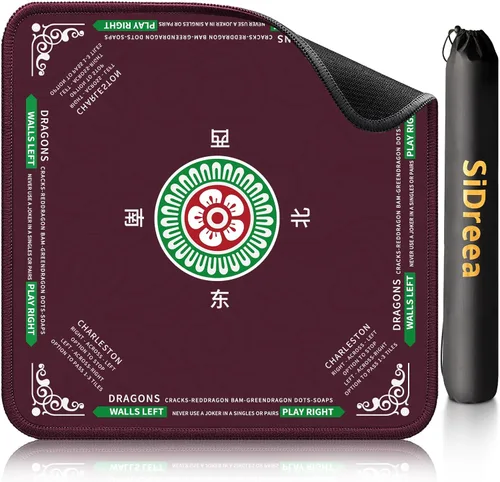 Miniatura 17 de Mahjong Mat 32.4 x 32.4 pulgadas, 0.118 in de grosor de goma antideslizante, tapete de mesa Mahjong con reducción de ruido, impermeable, tapete