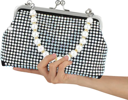 Miniatura 7 de Evevictor Bling Clutch Purse for Women, Rhinestone Crossbody Handbag, Shiny Evening Bags, Fashion Money Handbag