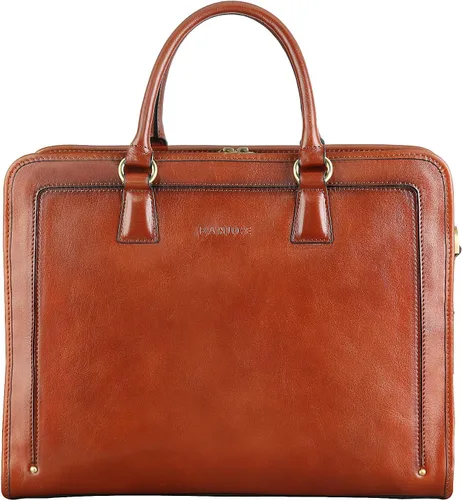 Banuce Maletín de cuero italiano de grano completo genuino vintage para mujeres 14 pulgadas portátil bolsa de trabajo elegante de negocios marrón,