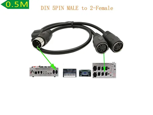 Miniatura 2 de SinLoon DIN 5-Pin Splitter Y Adaptador MIDI Cable, MIDI 5 Pin macho a Dual 2 x DIN-5 hembra Cable de audio de extensión (D5P M-2F, 1.6 ft)