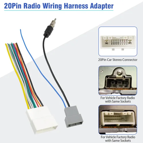 Miniatura 3 de Juego de Adaptador de Antena de Cable de 20 Pines para Radio de Nissan Compatible con Altima Versa Sentra Frontier Xterra Titan Leaf Juke Pathfinder