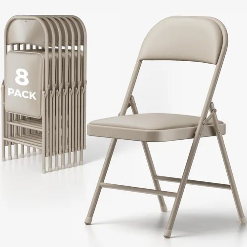 Miniatura 10 de Paquete de 2 sillas plegables, sillas de comedor plegables de piel sintética con asiento y respaldo acolchados, juego de sillas plegables