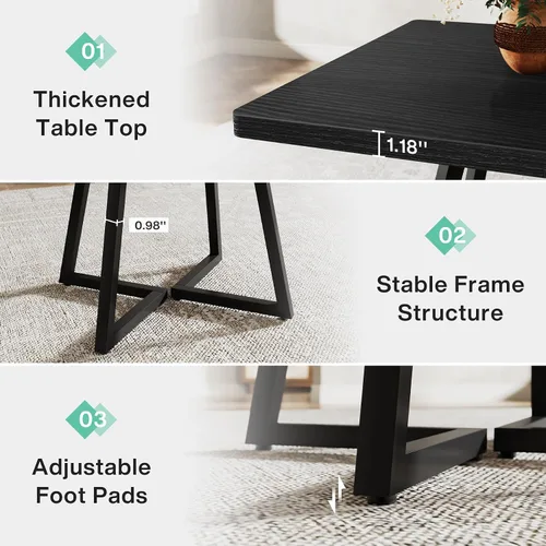 Miniatura 7 de Tribesigns Mesa de comedor cuadrada para 2, mesa de comedor industrial de 31.5 pulgadas con base de metal, mesa de cocina para comedor, espacio