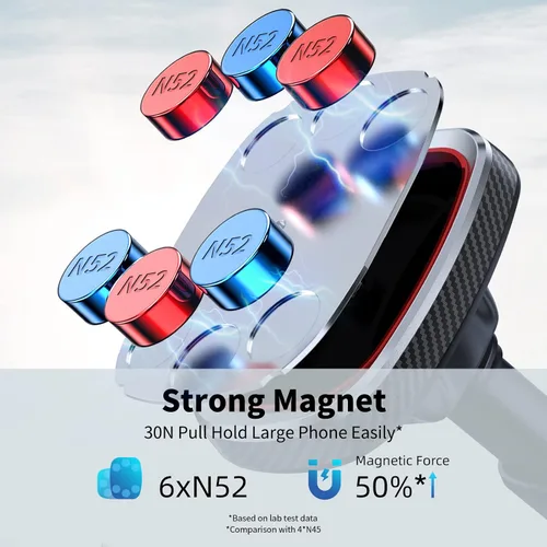 Miniatura 5 de APPS2Car Soporte magnético para teléfono, con ventosa para parabrisas de tablero de instrumentos con 6 imanes fuertes, brazo telescópico ajustable