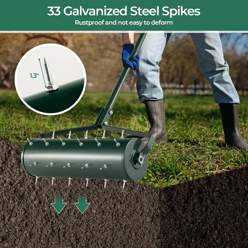 Miniatura 5 de S AFSTAR Aireador manual de césped de 21 pulgadas, herramienta de césped con mango desmontable de 51 pulgadas y picos de púas para aflojar el suelo