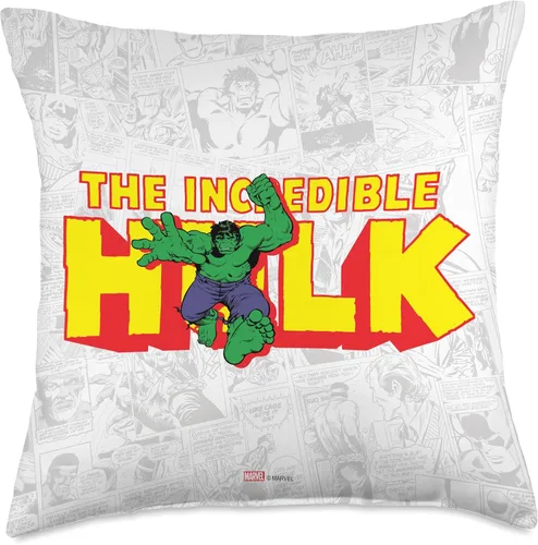 Marvel Increíble Hulk - Almohada de cómic retro, 18.0 x 18.0 in, multicolor