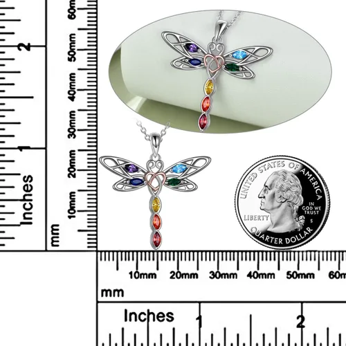 Miniatura 3 de POPLYKE Collar de libélula, regalo para mujer, plata de ley, colgante de libélula celta, joyería irlandesa para niñas