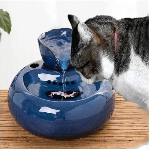 Miniatura 9 de REAGAR Fuente de agua de cerámica para gatos, dispensador automático de bebidas para mascotas, súper silencioso, para gatos, gatitos, perros, Negro