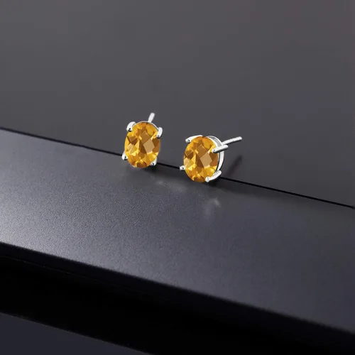 Miniatura 12 de Gem Stone King Aretes de oro de 14 quilates con piedra natal ovalada de 0.315 x 0.236 in Aretes de oro para mujer