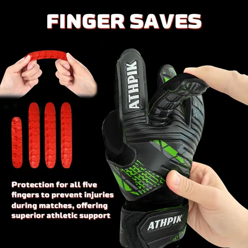 Miniatura 4 de Guantes de portero con protección de dedos profesionales, agarre fuerte para los salvamentos más duros, protección para prevenir lesiones