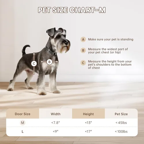 Miniatura 6 de Puerta para Perros Sin Óxido con Marco de Plástico Duradero, Puerta para Perros Mediana para Puertas Interiores y Exteriores, Puerta para Perros