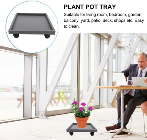 Miniatura 8 de ERINGOGO Flpwer - Carretilla cuadrada para plantas, 16 pulgadas, con ruedas bloqueables, soporte de metal resistente para plantas, plataforma