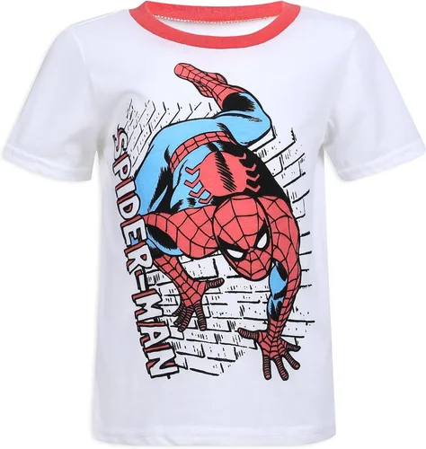 Miniatura 4 de Marvel Spiderman - Conjunto de camiseta, sudadera y pantalón corto para niños pequeños - Rojo