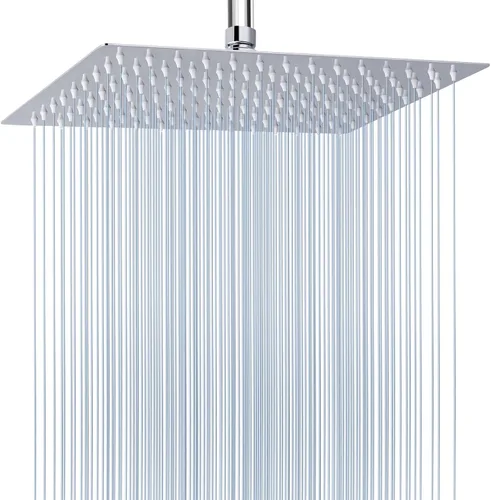 Miniatura 14 de Voolan - Regadera tipo lluvia de metal, cuadrada, de alto flujo, cobertura de cuerpo completo en cascada, montaje universal para techo o pared