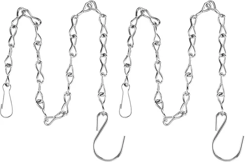 Paquete de 2 cadenas colgantes para comederos de pájaros, macetas, linternas y adornos (19.7 pulgadas, plateado)