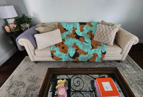 Miniatura 2 de Caroline's Treasures MLM1042LQB Airedale Terrier - Manta acolchada de 50 x 60 pulgadas, diseño de ilustraciones para cama, sofá, suave y ligera
