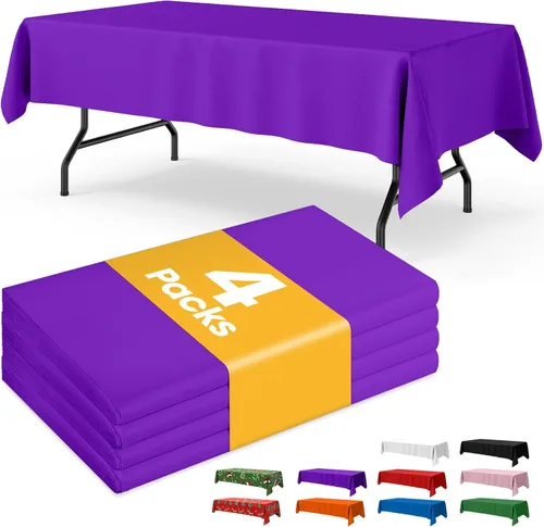 Miniatura 21 de Niuara Mantel de bandera estadounidense, paquete de 4 manteles patrióticos desechables de 54 x 108 pulgadas para mesas de 6 pies, decoraciones del 4