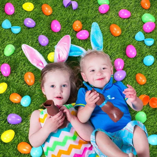 Miniatura 8 de 2000 huevos de Pascua, huevos de Pascua de plástico de colores brillantes surtidos de 2.4 pulgadas, huevos de Pascua vacíos para búsqueda de Pascua