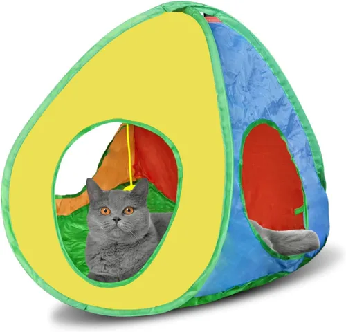 Miniatura 7 de Andiker Túnel para gatos, tienda de campaña plegable cuadrada colorida para gatitos que combina con la mayoría de tubos para gatos, tienda