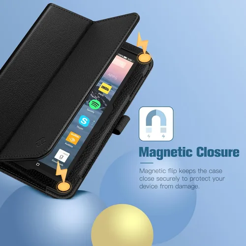 Miniatura 3 de Fintie Funda tipo folio para tablet Fire 7 (12ª generación, versión 2022), último modelo, piel vegana de alta calidad, delgada, plegable