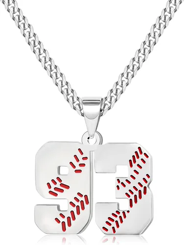 Miniatura 41 de Btysun Collares de béisbol de béisbol número 0-99 dijes de acero inoxidable para hombres, regalos de béisbol, papá, marido, regalo de Navidad