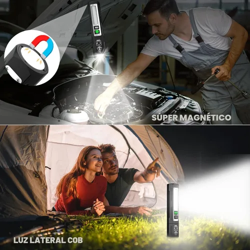 Miniatura 2 de Linternas recargables de alto lúmenes, linterna magnética de bolsillo pequeño superbrillante, 8 modos de luz LED táctica, potente luz de trabajo