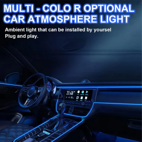 Miniatura 3 de Tira de luces LED para el interior del automóvil, 16 pies de luz de neón con borde de costura para encendedor de cigarrillos automáticos, kits