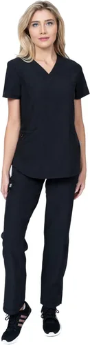 Conjunto de ropa quirúrgica para mujer, cuello en V y pantalón cargo, 8 bolsillos, elástico en 4 direcciones, para enfermera, dentista, veterinario,