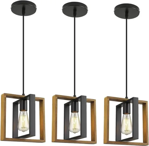 Miniatura 11 de Lámpara colgante de granja, luces colgantes negras para isla de cocina, lámpara colgante industrial con pantalla de luz, iluminación colgante