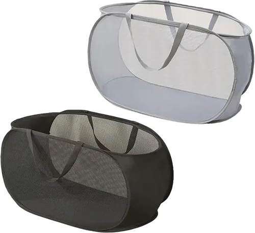 Miniatura 12 de 4 Piezas Cesta de Lavandería Desmontable con Malla y Mangos Duraderos, Cestas de Lavandería Plegables, Cesta de Ropa Plegable para Dormitorio Azul