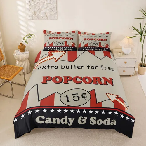 Miniatura 22 de Homewish Theater Cinema Poster Duvet Cover Set Twin Size,Retro Movie Bedding Sets 2Pcs for Kids Girls Boys Teens Room Decor,Popcorn Comforter Cover