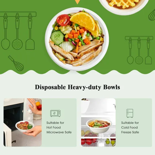 Miniatura 4 de ECOLipak Cuencos de papel de 12 onzas, [paquete de 150] cuencos de papel compostables a granel, cuencos de sopa desechables resistentes
