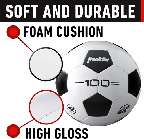 Miniatura 2 de Franklin Sports - Pelotas de fútbol para jóvenes y adultos - Tamaños 3, 4 y 5 - Paquetes individuales y a granel - Negro y blanco