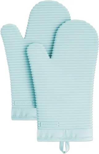Miniatura 18 de KITCHENAID Juego de 2 guantes de horno de silicona suave acanalados, 7.5 x 13 pulgadas, color pistacho