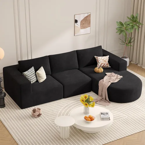 Miniatura 12 de Sofá modular con diván en forma de L, sofá cama moderno seccional Cloud con asiento profundo, sofás de compresión de esponja, no requiere montaje