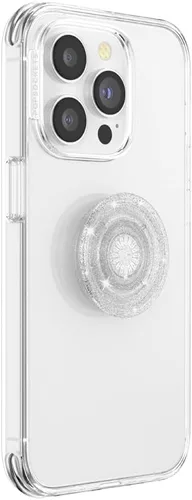Miniatura 3 de PopSockets Agarre translúcido para teléfono con soporte expandible, PopSockets para teléfono, agarre adhesivo, PopGrip translúcido, plateado