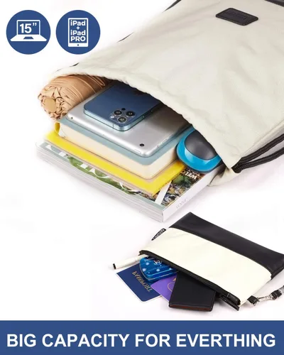Miniatura 3 de LIVACASA - Mochila con cordón de cierre para gimnasio o deportes, grande, bolsa grande