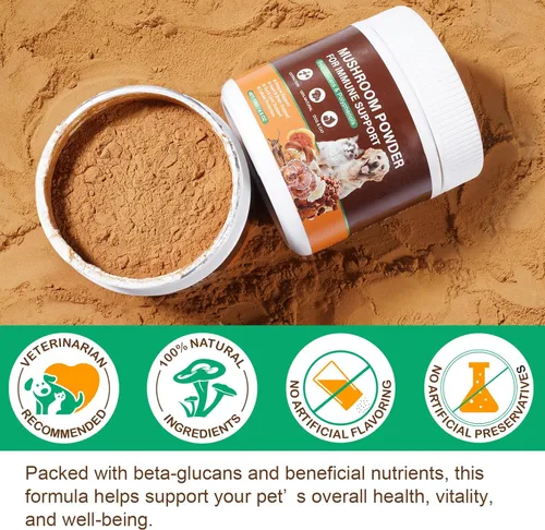 Miniatura 9 de Suplemento de hongos en polvo para perros y gatos, 11 complejos beneficiosos de hongos para apoyo inmunológico, protección celular, salud cardíaca