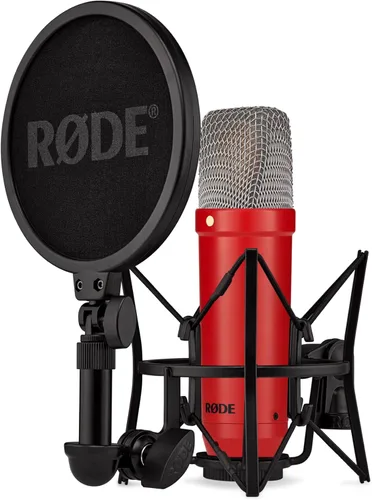 RØDE NT1 Signature Series Micrófono condensador de gran diafragma con soporte de choque, filtro pop y cable XLR para producción de música, grabación