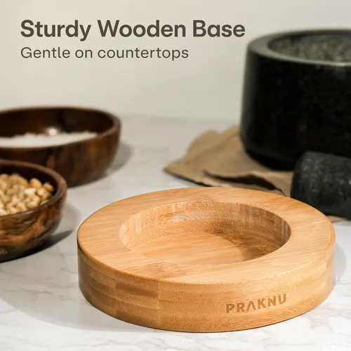 Miniatura 6 de Praknu Juego de mortero y mortero grande de 2 tazas, molinillo de piedra resistente para especias y hierbas, molcajete de granito duradero, cuenco