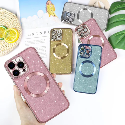 Miniatura 25 de Hython Funda para iPhone 14 Pro Max con purpurina, fundas magnéticas transparentes para teléfono con protector de lente de cámara