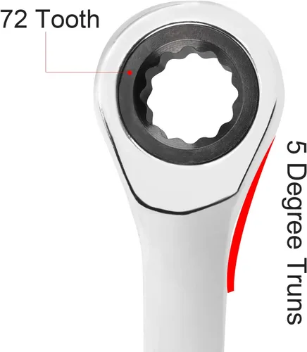 Miniatura 5 de ZOENHOU Juego de 2 llaves de trinquete de 0.512 in, juego de llaves de trinquete reversibles, llave combinada de trinquete métrica de 12 puntos