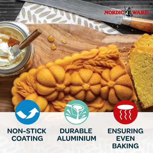 Miniatura 3 de Nordic Ware 93448 - Molde para pan de trigo y calabaza, capacidad de 6 tazas, color bronce