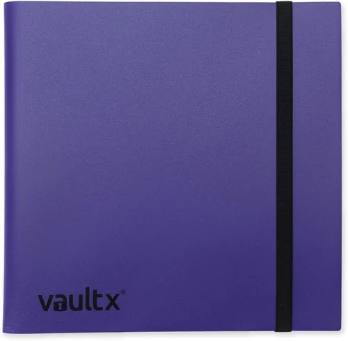 Vault X Carpeta estándar de 12 bolsillos con correa, capacidad para 480 tarjetas coleccionables en 20 páginas de carga lateral (morado)