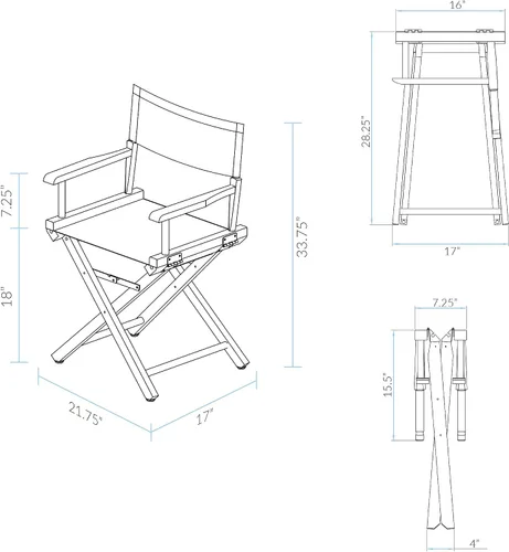 Miniatura 3 de Casual Home silla de director de 18 pulgadas, únicamente armazón, Madera, Negro