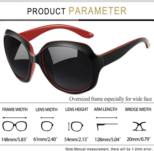 Miniatura 51 de Joopin Lentes de sol de gran tamaño para mujer, polarizados, grandes, para conducción, protección UV, grandes sombras