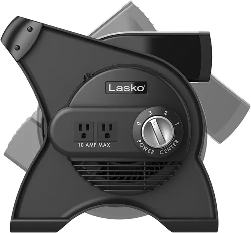 Miniatura 7 de Lasko Ventilador utilitario portátil, ventilador giratorio de alta velocidad de 12 pulgadas, 289 CFM, 3 velocidades, 2 salidas de accesorios de 120