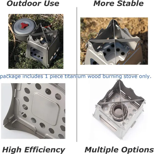 Miniatura 6 de Estufa de leña de titanio ultraligera para acampar al aire libre, estufa de alcohol multicombustible, estufa de barbacoa WS009ST-Ti