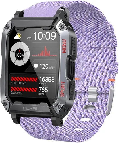 Miniatura 4 de Lamshaw Compatible con ALKAI N27 Smart Watch, correa de repuesto de tela tejida de nailon transpirable compatible con ALKAI N27 2.02 pulgadas Smart